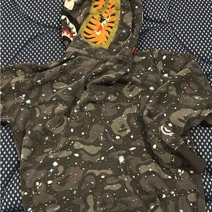 Bape Black Camouflage Hoodie with Tiger Design